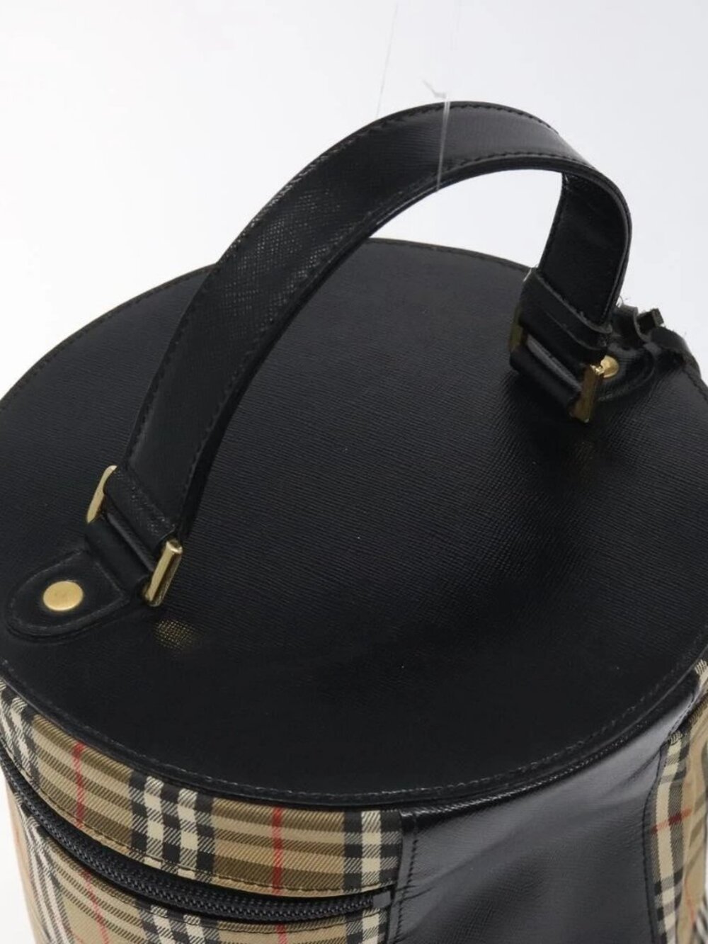 Burberrys Nova Check Hand Bag Canvas Beige Gold Auth 120481 - Picture 6 of 16